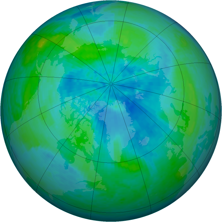 Arctic ozone map for 26 August 1993